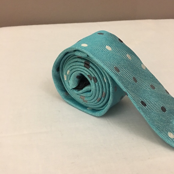 Michael Kors Boys Tie in Turquoise in Polka Dots - Picture 3 of 5